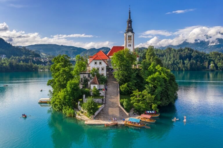 Lake Bled island church Julian Alps Slovenia sightseeing tour GoGo Tours
