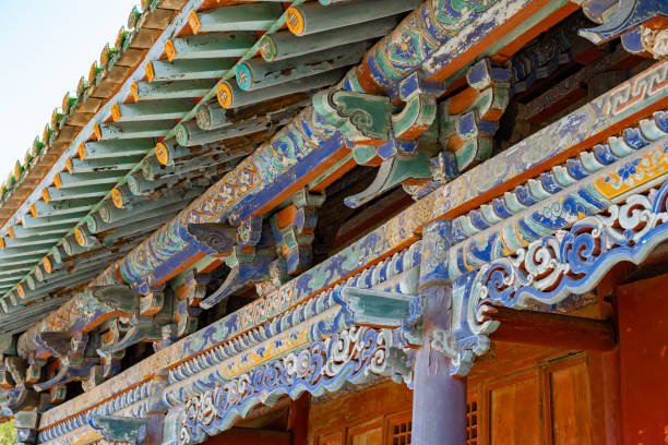 Intricate wooden beams of Guangsheng Temple