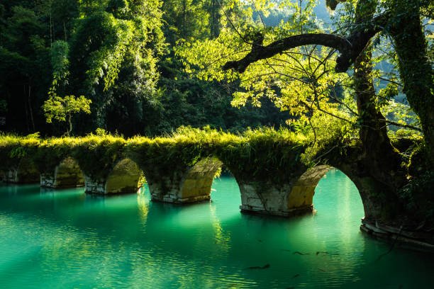 Ancient stone bridge over turquoise water