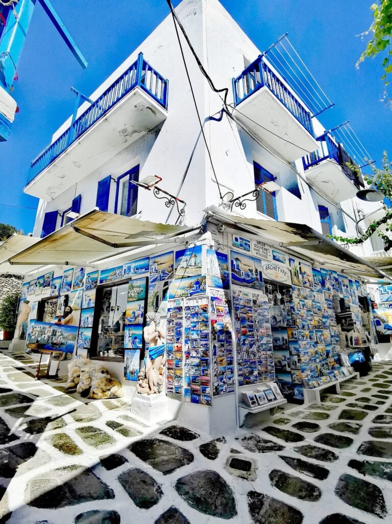 Mykonos Town street souvenir shop Greece GoGo Tours