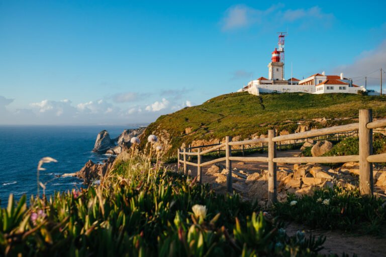 Cabo da Roca lighthouse overlooking the ocean in Portugal