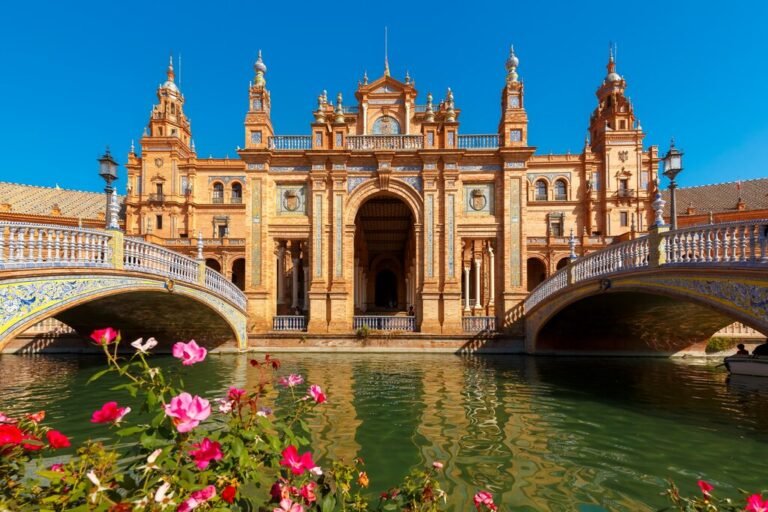 Plaza de España in Seville with canal and bridge