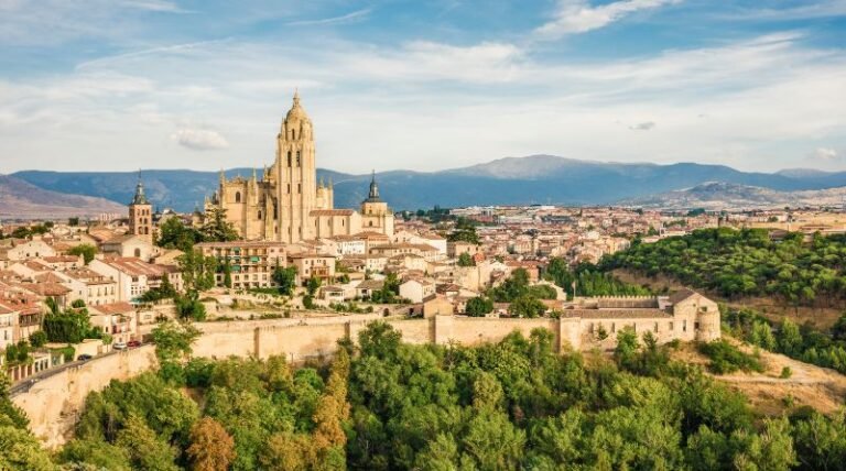 Aerial view of Segovia Cathedral in Spain