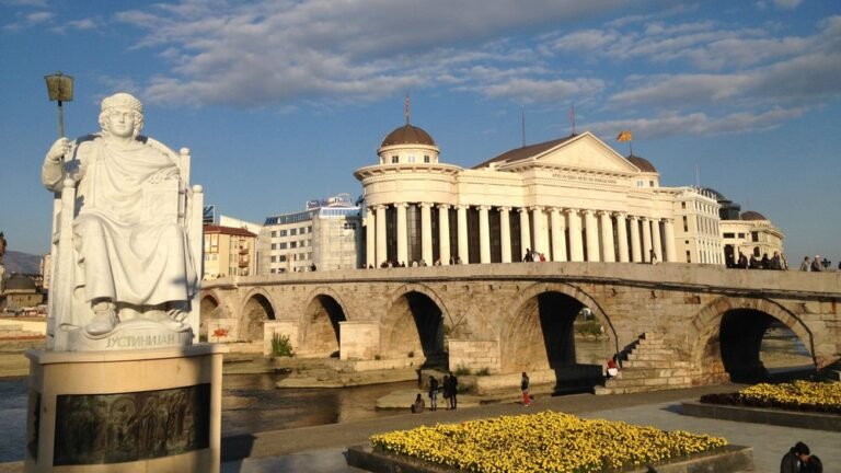 Stone Bridge over the Vardar River in Skopje, North Macedonia on Balkan Peninsula 14-Day Tour