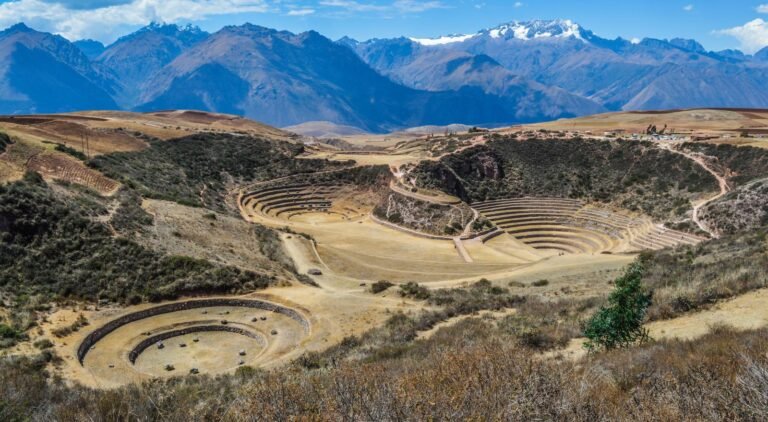 Moray archaeological terraces in Sacred Valley, Peru.