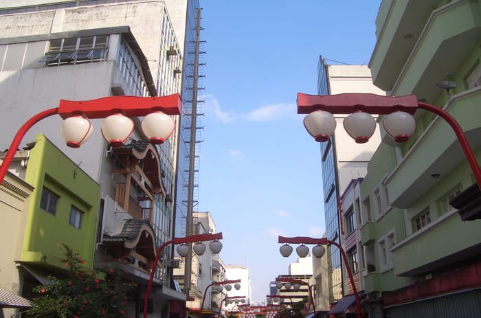 Japanese-style lanterns in Liberdade district, São Paulo.
