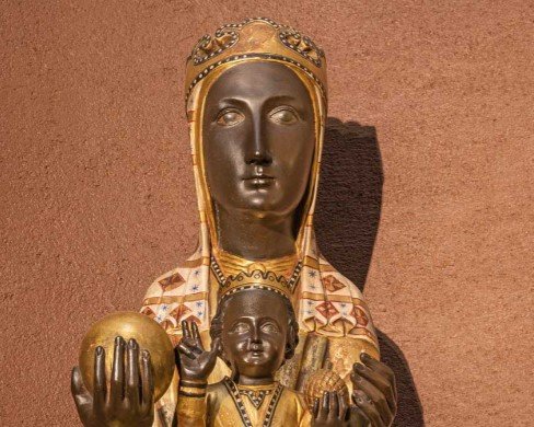 Black Madonna statue in religious art.